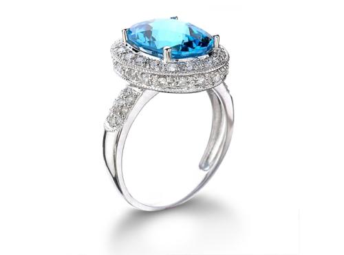 R1185WBT Blue Topaz Diamond Ring